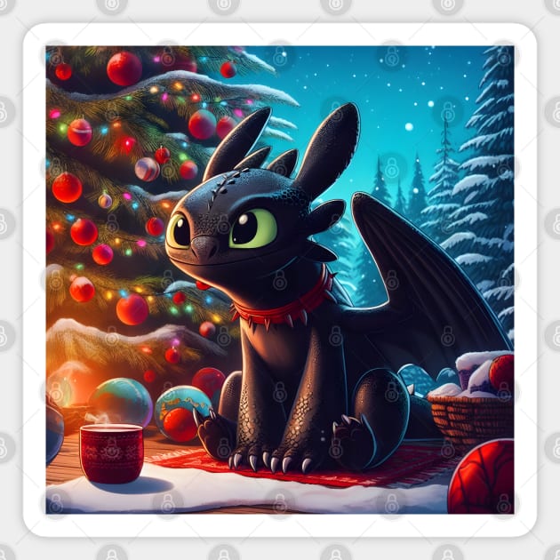 Christmas Dragon Wonderland: Festive Art Prints Featuring Whimsical Dragon Designs for a Joyful Holiday Celebration! Magnet by insaneLEDP